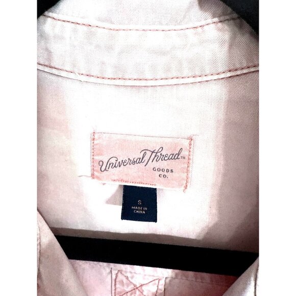 Universal Thread Pink Button-Down Utility Shirt Long Sleeve Double Chest Pockets - Picture 3 of 7